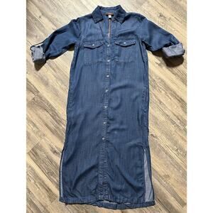 Knox Rose Denim Shirt Dress Women's XS Blue 3/4 Sleeve Pocketed NWT *Flaw